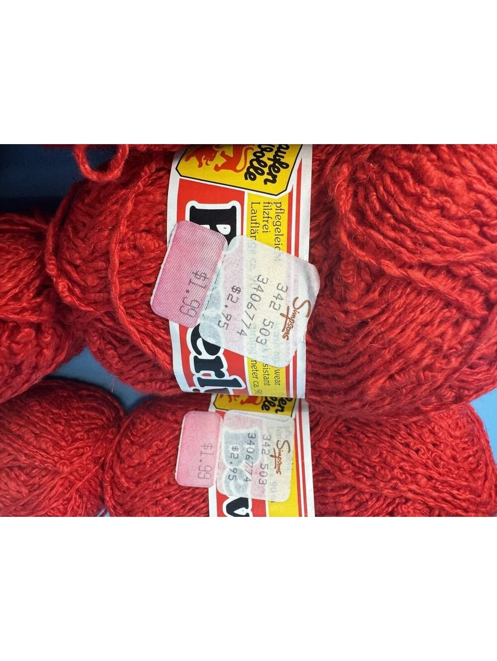 Lot of 6 Beverly Yarn Red Color 1370 50g Acrylic Cotton Linen Knitting Crochet
